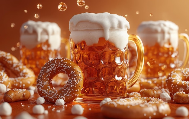 A Frothy Beer and Pretzels