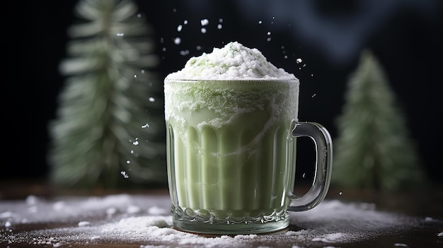 Frothy Matcha Latte with a Dusting of Green Tea