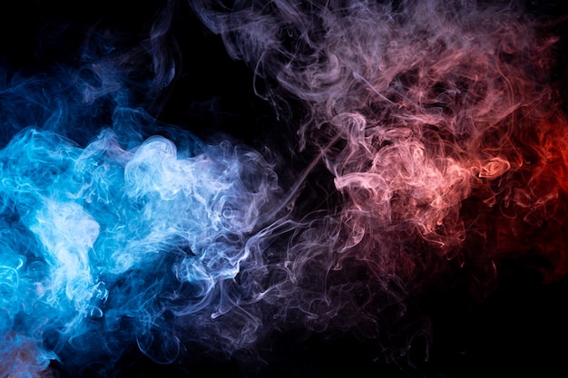 Frozen abstract movement of explosion smoke multiple blue