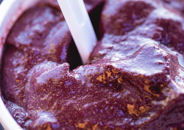 Frozen acai in macro photography