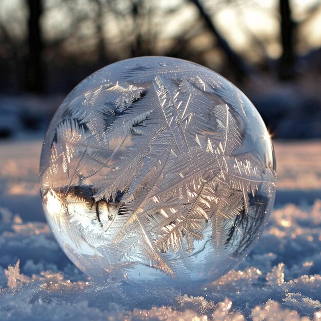 a frozen ball with the word ice on it