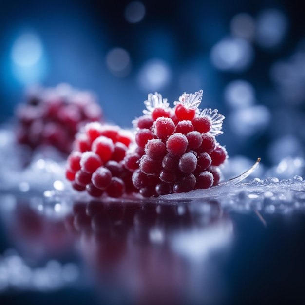 Frozen BlackBerry focus on only berries blurry background