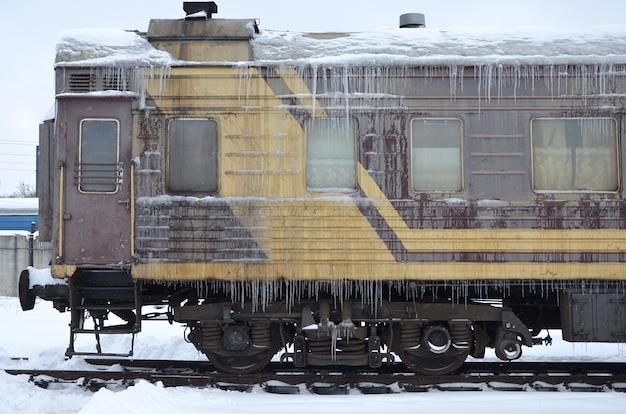 Frozen car of passenger train