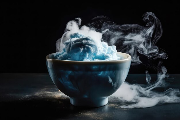 Frozen Clouds Of Nitrogen Gas Swirling Around An Ice Cream Cup Generative AI