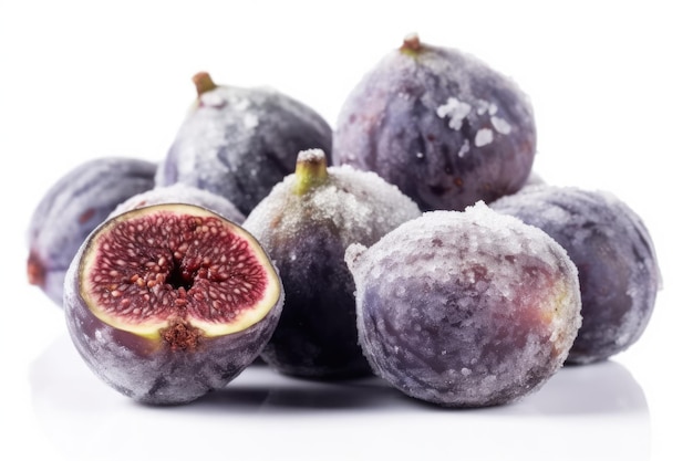 Frozen Figs On White Background Generative AI