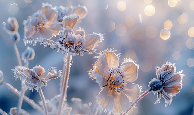 Photo frozen flowers artistic composition