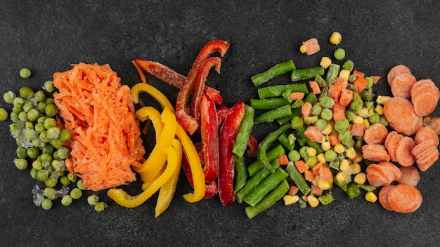 Frozen food on the table assortment