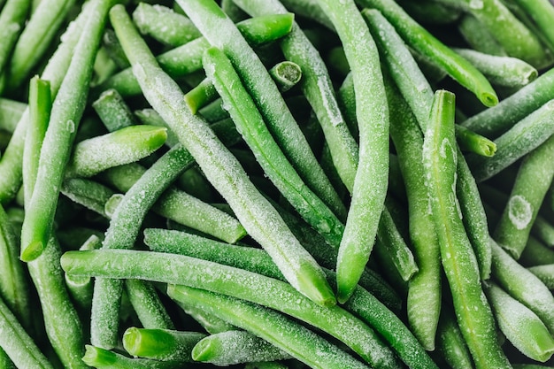 Frozen green beans ready for cooking