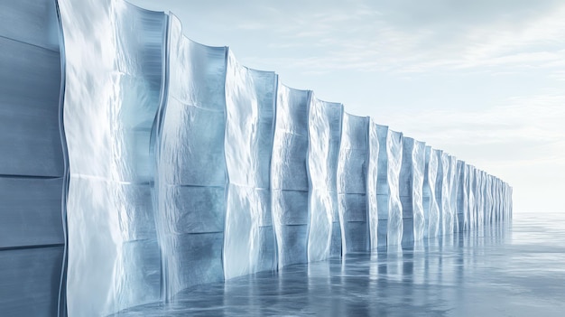 Photo a frozen ice wall with the words icebergs on it