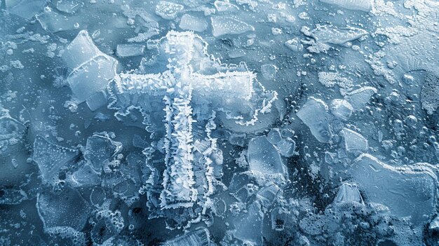 Photo frozen lake cross ice formation natural winter landscape photo