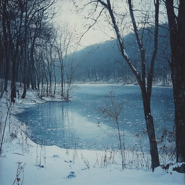 Photo frozen lake in winter