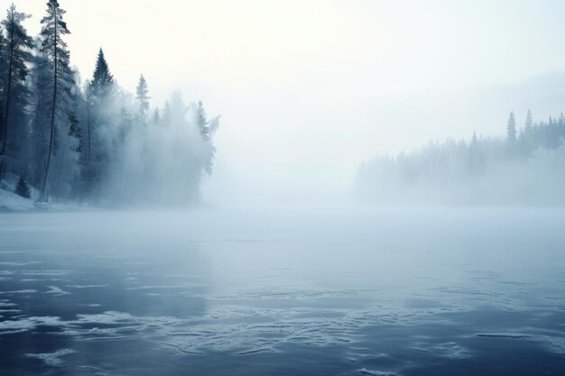 Photo frozen lakes fog landscape outdoors nature