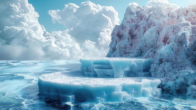 Frozen Landscape with Ice Formations