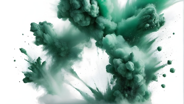 the frozen movement of green powder explodingthrowing out green an abstract explosion