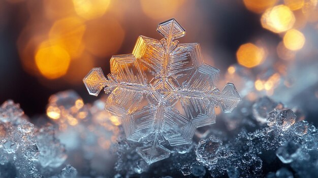 Frozen Phenomena Ice Crystals with Temperature Humidity Crystallography and a Snowflake Pattern