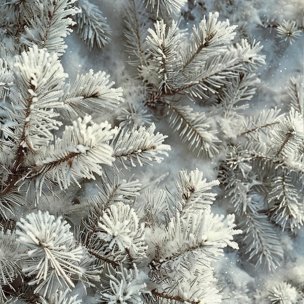 Photo frozen pine needles