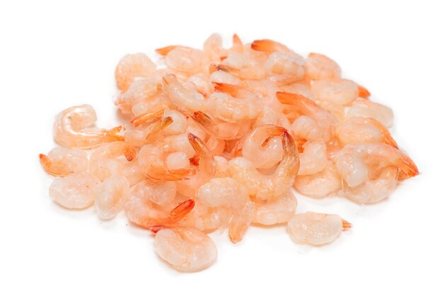 Frozen shrimps background. Top view.