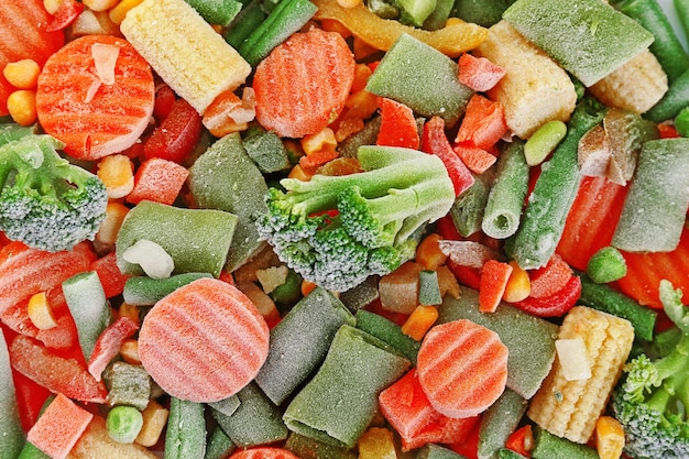 Frozen vegetables closeup