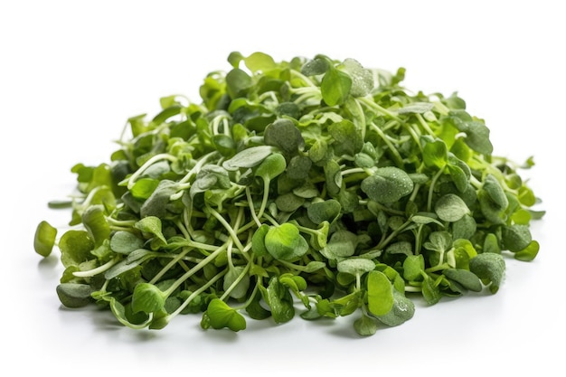 Frozen Watercress On White Background Generative AI