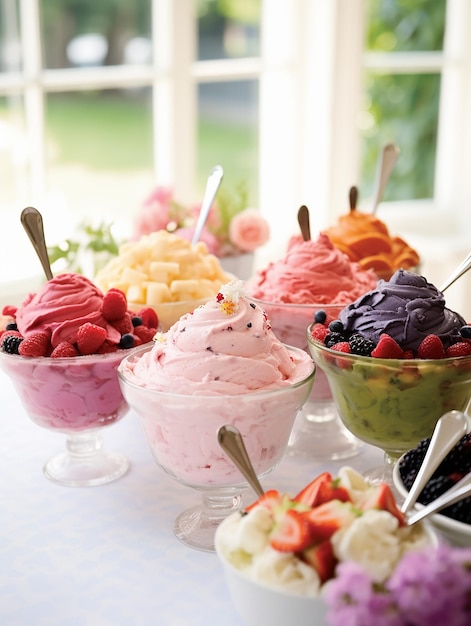 Photo frozen yogurt bar at wedding reception