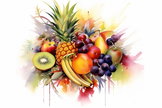 Fruit Arrangement in Watercolor Soft and Vibrant