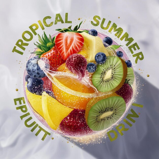 a fruit ball with the word tropical on it