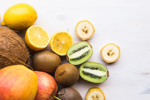 Fruit banana coconut lemon apple kiwi