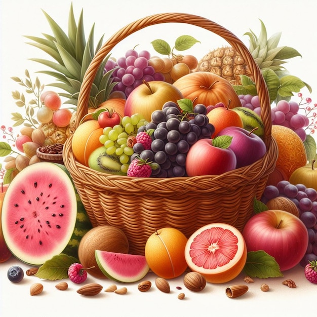 Fruit basket cartoon icon