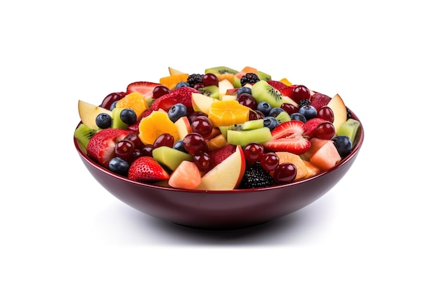 Fruit berry salad on a plate isolated on a white background