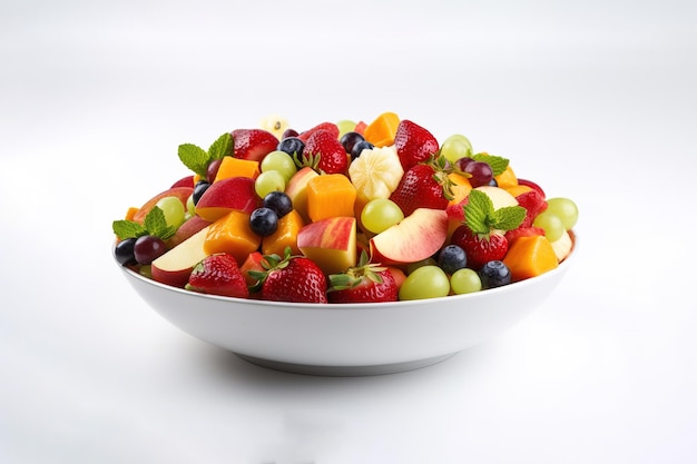 Fruit berry salad on a plate isolated on a white background