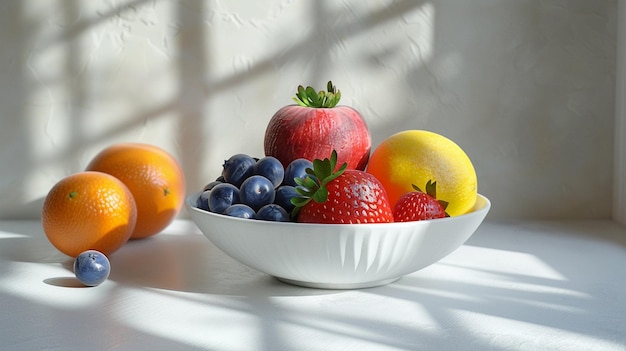 A fruit bowl on a white background