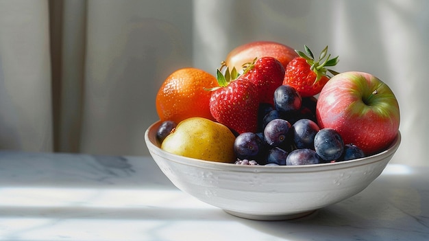 A fruit bowl on a white background