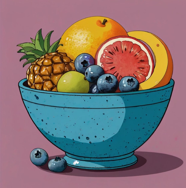 Photo fruit bowl with toppings with black background