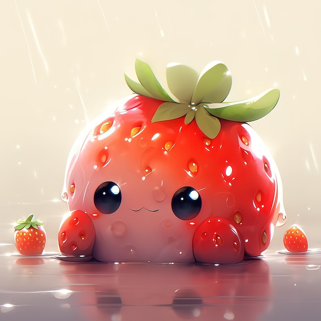 a fruit cartoon realistic photorealism chibi anime style a cute