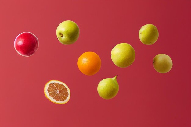 Fruit composition in the sky Soaring oranges flying in the air