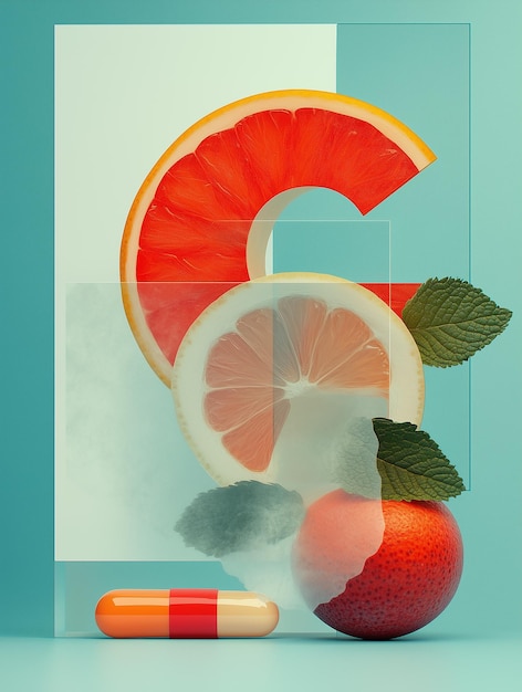 Photo a fruit display with the letter g on it