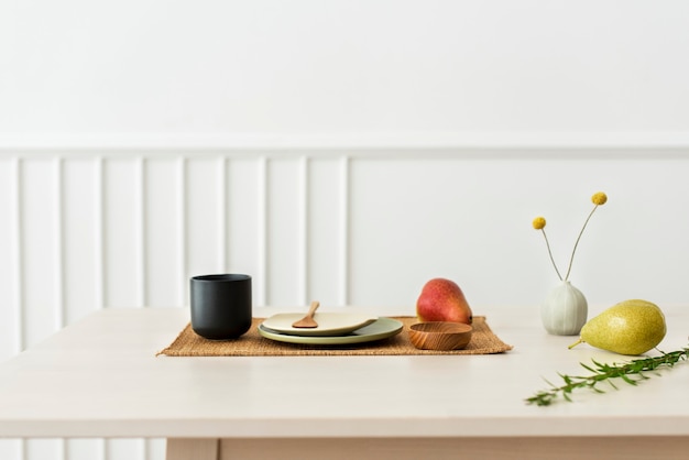 Fruit and drink on a wooden table