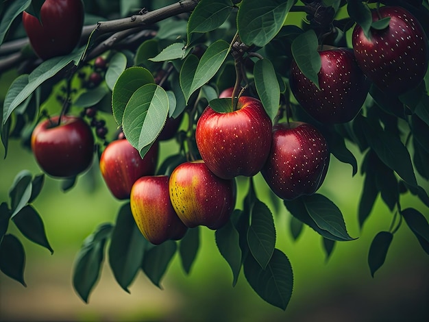 Fruit farm with apple trees ai generative