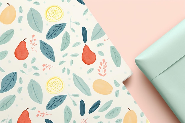 Photo fruit and floral seamless pattern wallpaper