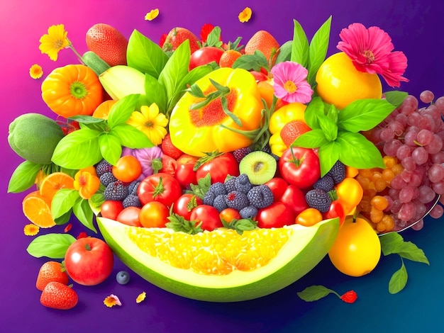 Fruit and flower platter