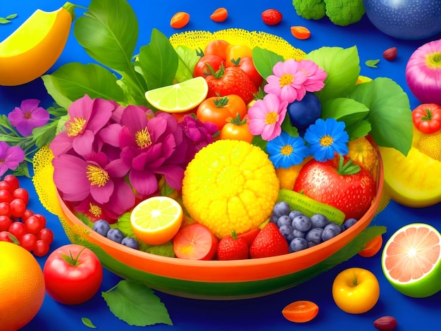 Fruit and flower platter