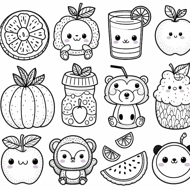 Fruit Fun Simple and Cute Coloring Pages