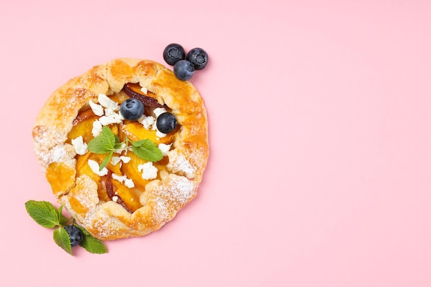 Fruit galette composition for tasty food concept space for text