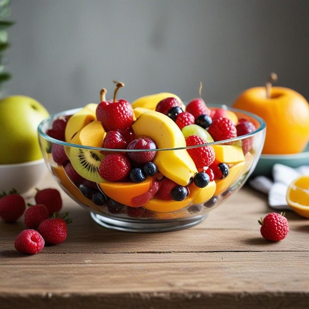 Fruit in glass bowl