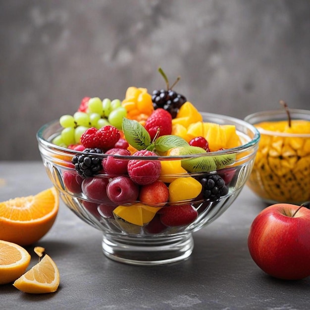 Fruit in glass bowl