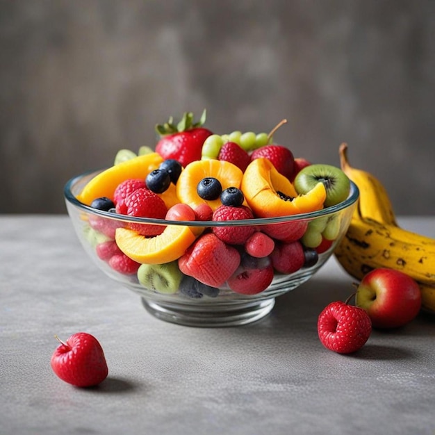 Fruit in glass bowl