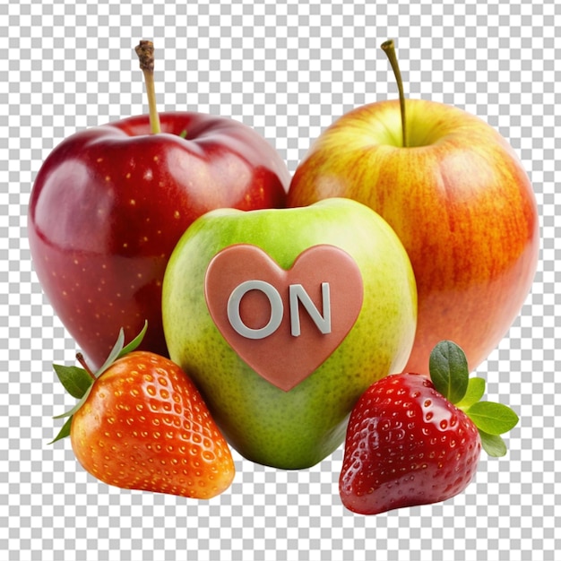 A on fruit and heart