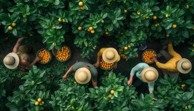 Fruit Picking in Summer People on Plantation