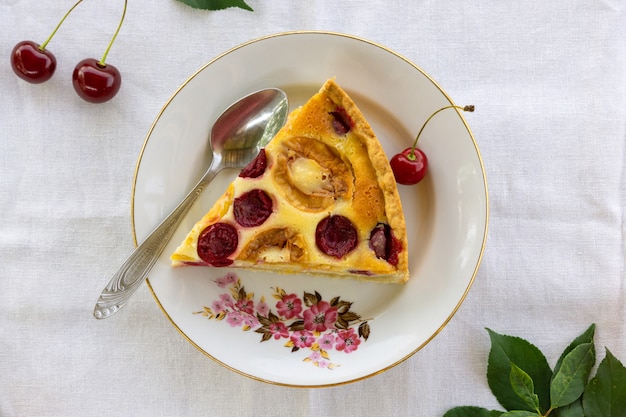 Fruit pie with apricots and cherries