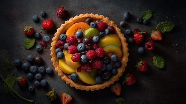 A fruit pie with the word fruit on the top